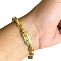 Pulseira Cadeado 8mm Fecho Gaveta Banhado a Ouro 18K