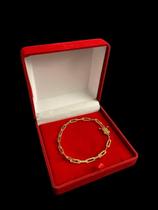 Pulseira Cadeado Alongado 4Mm Banhada A Ouro 18K Pulseira Cadeado Alongado 4Mm Banhada A Ouro 18K