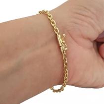 pulseira cadeado banhada á ouro 2 mm