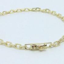 Pulseira Cadeado C/ Fecho Gaveta Folheado A Ouro 18k 3mm 20cm - Oferta -