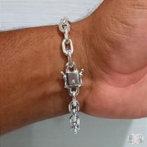 Pulseira Cadeado com Fecho Gaveta em Prata 925 - Largura 8mm e Comprimento 20cm a 21cm Pulseira Cadeado com Fecho Gaveta em Prata 925 - Largura 8mm e Comprimento 20cm a 21cm