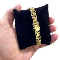 Pulseira Cadeado Duplo 10Mm Banhado A Ouro 18K 750