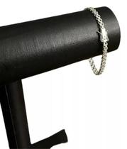 Pulseira Cadeado Duplo 5Mm Luxo Banhado A Prata 925