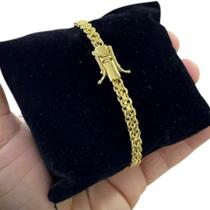 Pulseira Cadeado Duplo 6mm Banhado a Ouro 18K Pulseira Cadeado Duplo 6mm Banhado a Ouro 18K