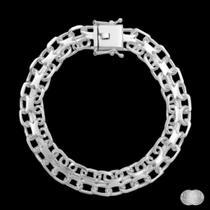 Pulseira Cadeado Duplo Fecho Gaveta Prata 925 - 10mm - Joia Elegante