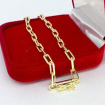 Pulseira Cadeado Exclusivo Fecho Gaveta Folheado A Ouro 18k 4mm E 20cm