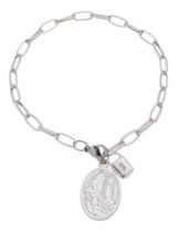 Pulseira Cadeia da Consagração Com Medalha de Nossa Senhora de Fátima Inox