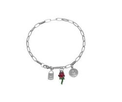 Pulseira Cadeia de Consagração de Santa Teresinha Pingente Rosa