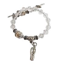 Pulseira Cadeia Terço dezena com contas de cristal pingente Sagrada Família