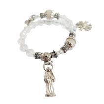 Pulseira Cadeia Terço dezena com contas de cristal pingente Santa Rita