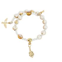 Pulseira Cadeia Terço Dezena pingente Nossa Senhora Aparecida cristal semijoia