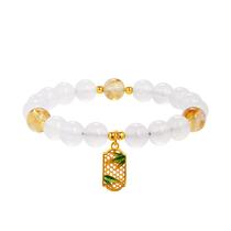 Pulseira: Calcedônia branca e miçangas de citrino amarelas, prata 999 Pulseira: Calcedônia branca e miçangas de citrino amarelas, prata 999