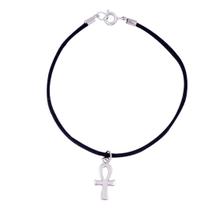 Pulseira camurça com Cruz Ansata Egipcia da Vida Eterna 17mm- Sunshine Cristais