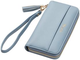 Pulseira Carteira Feminina Travelambo - Clutch Bifold com Tassel Azul