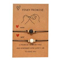 Pulseira Casal Fecho Dourado Pedra Bola Preta Branca R5546