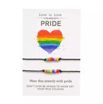 Pulseira Casal Fecho Miçangas Pride Colorida Detalhes P0078