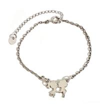 Pulseira Casal Ródio com Pingente e Zircônia Pulseira Casal Ródio com Pingente e Zircônia