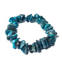 Pulseira Cascalho Pedra Apatita Azul Fio Fibra Silicone