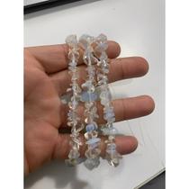 Pulseira Cascalho Pedra Da Lua Elástico Arco Íris Transparente