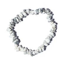 Pulseira Cascalho Pedra Howlita Natural Fio Fibra Silicone