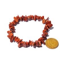 Pulseira Cascalho Pedra Jaspe Africano Montagem Fio Silicone