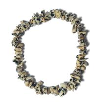 Pulseira Cascalho Pedra Jaspe Dalmata Fio Fibra Silicone