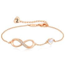 Pulseira CDE Rose Gold Initial Heart Infinity para mulheres