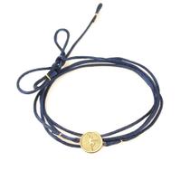 Pulseira Cetim Azul Pingente O Solista Em Ouro 18K