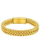 Pulseira ChainsHouse Franco Chain Link 10 mm para homens 21 cm em aço inoxidável banhado a ouro 14K Pulseira ChainsHouse Franco Chain Link 10 mm para homens 21 cm em aço inoxidável banhado a ouro 14K