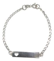 Pulseira Chapa Infantil 14cm Prata 925 Gravação E Cx Veludo Pulseira Chapa Infantil 14cm Prata 925 Gravação E Cx Veludo