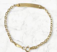 Pulseira chapinha infantil ouro 18k amarelo. 14cm.rosangela lima joias