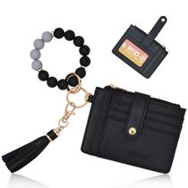 Pulseira, chaveiro, carteira BAOSIWA, com miçangas de silicone, preta, feminina Pulseira, chaveiro, carteira BAOSIWA, com miçangas de silicone, preta, feminina