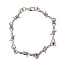Pulseira Choker Unissex Estilo Hip-Hop Gótico Punk Com Fio De Arame Farpado E Pequenas Espinhos De
