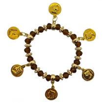 Pulseira Cigana Ambar Cristal e Silicone com Moedas Pulseira Cigana Ambar Cristal e Silicone com Moedas
