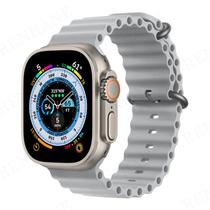 Pulseira Cinza 38/40/41mm Oceano Silicone Compatível Relógio Serie 8 7 6 5 4 3 see