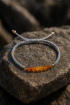 Pulseira Cinza com pedras de âmbar natural ajustável Pulseira Cinza com pedras de âmbar natural ajustável