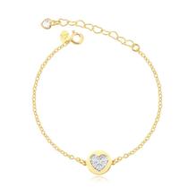 Pulseira Circulo Coração Cravejado Zirconias Folheado Ouro Dourada