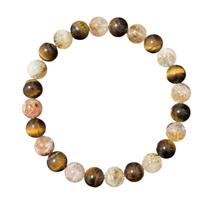 Pulseira Citrino Olho de Tigre 8mm Natural Prosperidade Coragem Pulseira Citrino Olho de Tigre 8mm Natural Prosperidade Coragem