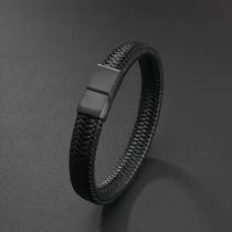 Pulseira Clássica De Couro Trançado Para Homens E Mulheres, Joia De Aço Inoxidável, Presente
