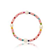 Pulseira Colorida com Resinas e Pérolas em Nylon Pulseira Colorida com Resinas e Pérolas em Nylon