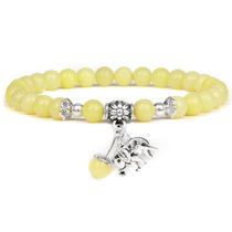Pulseira Colorida Elephant Charm Beaded Yellow Stones Pulseira Colorida Elephant Charm Beaded Yellow Stones