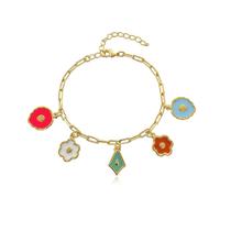 Pulseira Colorida Flor Banho em Ouro Pulseira Colorida Flor Banho em Ouro