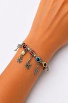 Pulseira Colorida Olho Grego com Pingentes Diversos Ajustável Proteção Amuleto Pulseira Colorida Olho Grego com Pingentes Diversos Ajustável Proteção Amuleto
