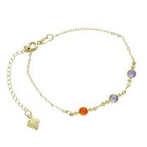 Pulseira Com 3 Pedras Acrílicas Coloridas PRI Style Folheada A Ouro 18K Antialérgica Pulseira Com 3 Pedras Acrílicas Coloridas PRI Style Folheada A Ouro 18K Antialérgica
