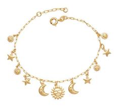 Pulseira Com 5 Solzinho 4 Estrelas 2 Luas