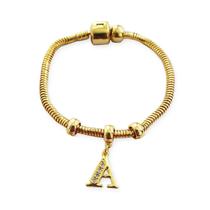 Pulseira com Berloque Feminina 17cm Banhada a Ouro