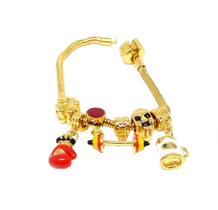 Pulseira com Berloques Folheado Ouro tema Fitness