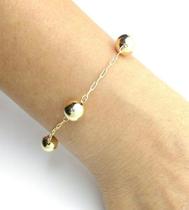 Pulseira Com Bolas Lisas 8mm Banho De Ouro 18k 3734 Pulseira Com Bolas Lisas 8mm Banho De Ouro 18k 3734