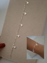 Pulseira com Cinco Corações na Prata 925
