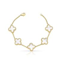 Pulseira com cinco trevos em madrepérola banhado a ouro